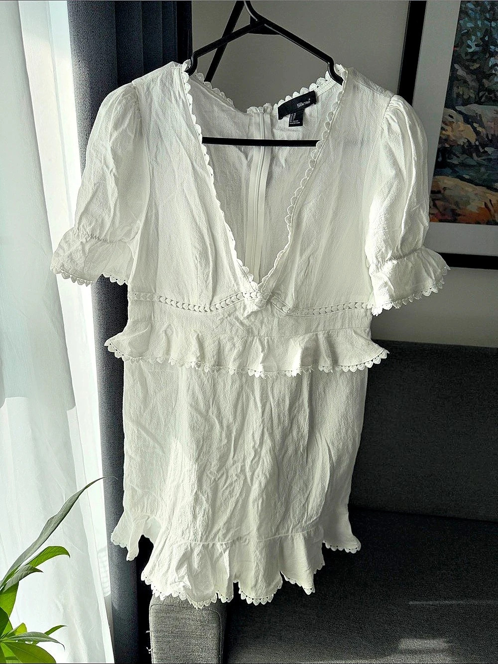 Linen SBetro White Mini Dress